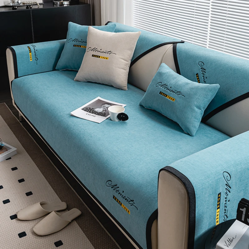 New Chenille Letter Embroidery Sofa Covers Living Room Non-slip Anti Cat Scratch Sofa Cover Four Seasons Universal Couch Cushion 5