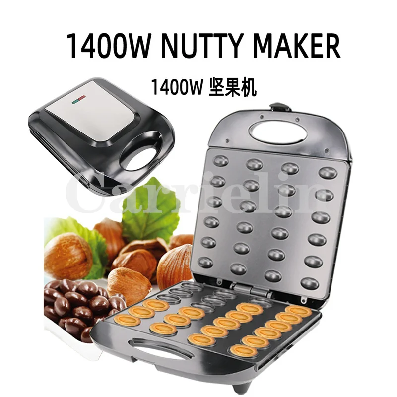 

1400W Mini Electric Walnut Cake Maker Double-Side Heating Biscuits Baking Pan Oven Automatic Nut Waffle Bread Breakfast Machine