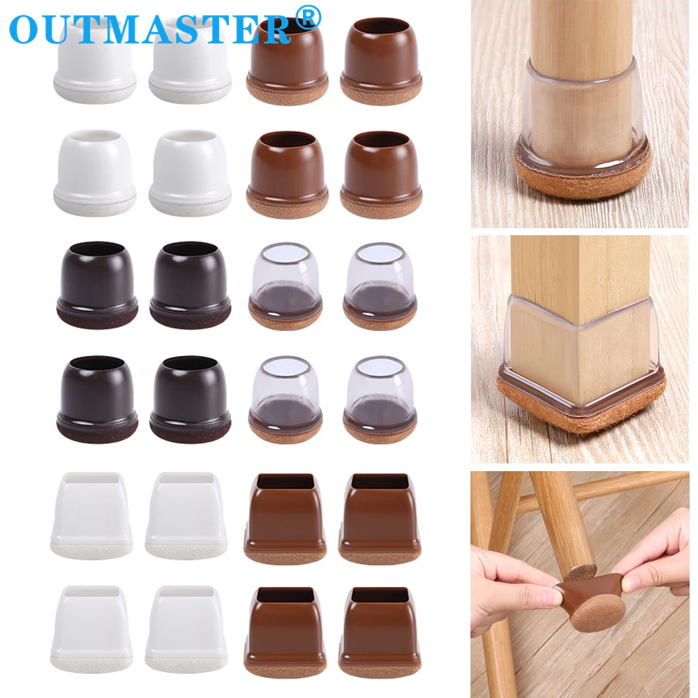 

Table Chair Leg Protector Covers Thick Rubber Felt Bottom Furniture Pads Floor Protectors Feet Caps No Scratches Reduce Noice
