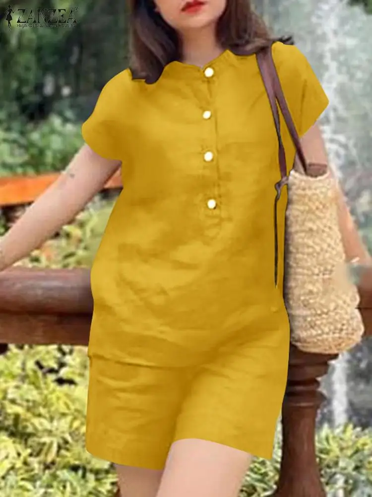 Yselia - Breezy Button-Up and Shorts Set