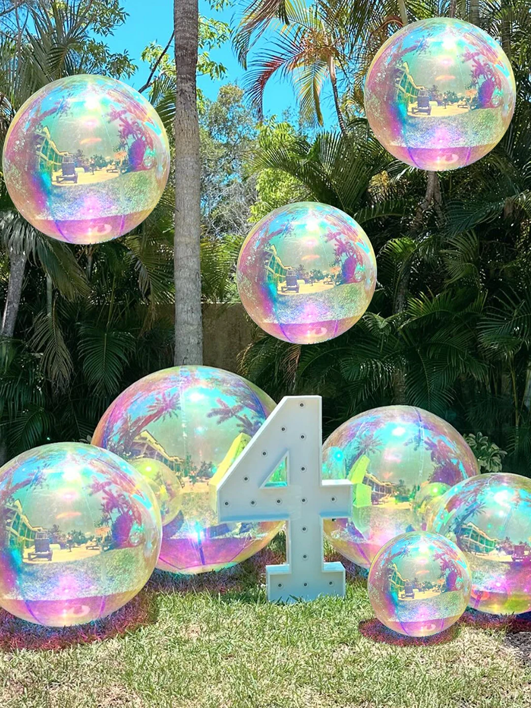 1/3/5 Stück 22 Zoll/32 Zoll/50 Zoll regenbogenfarbene 4D-Hologramm-Luftballons, Geburtstagsfeier/Musikparty/Einzelfeier, Hochzeitsfeier-Zubehör – Detail 2