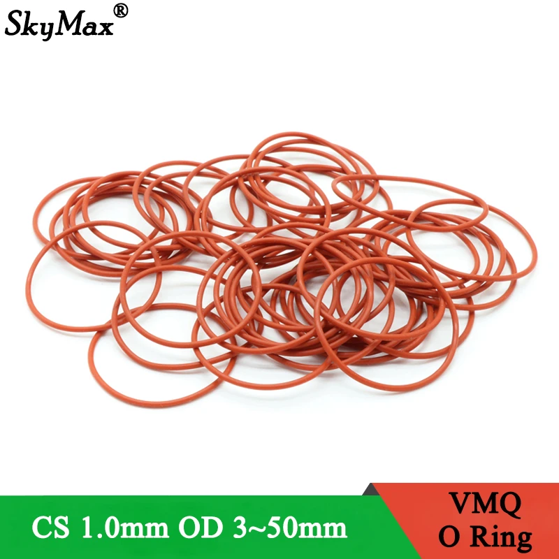 50pcs Vmq O Ring Seal Gasket Thickness Cs 1mm Od 3 50mm Silicone Rubber Insulated Waterproof Washer Round Shape Nontoxi Red Gaskets Aliexpress