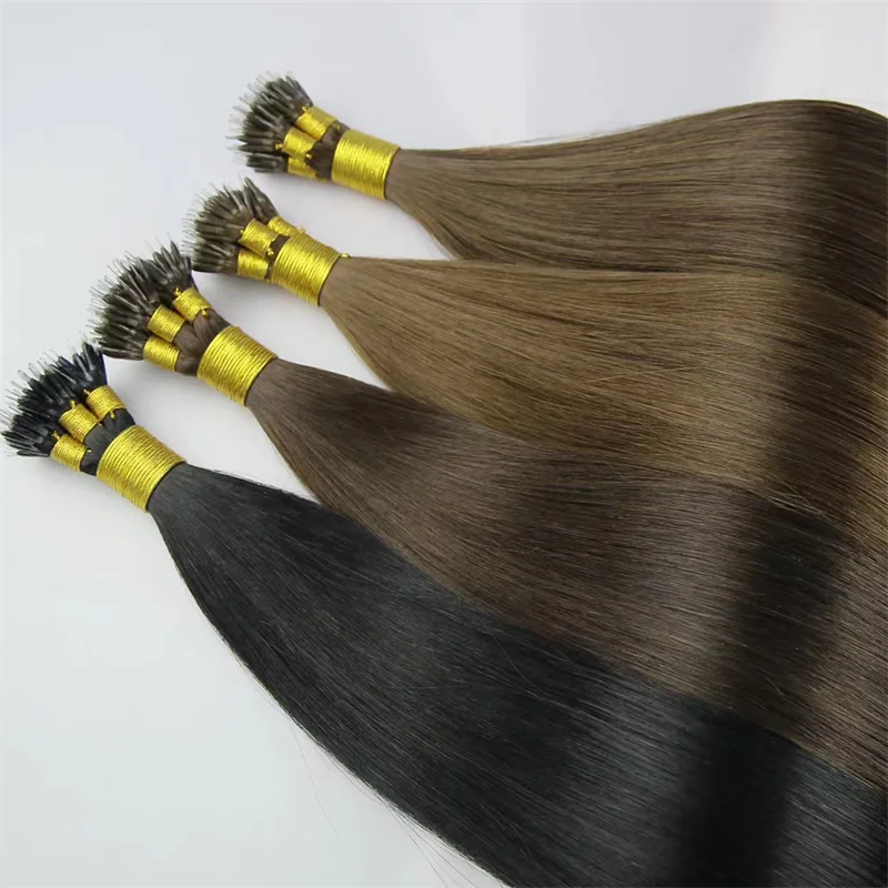 Keratin Straight European Micro Beads Gold Fever Hair Extensions Remy Nano  Ring Links, 1g/S Micro Link Hair From Ren150132, $27.68