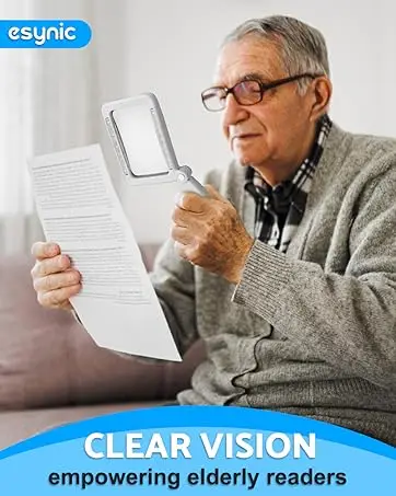 eSynic Headband Magnifier | 4 LED Lights | 1.2-4.5X Lens | Rechargeable | for Reading Crafts: 3 - 5 Days Free Delivery Only UK