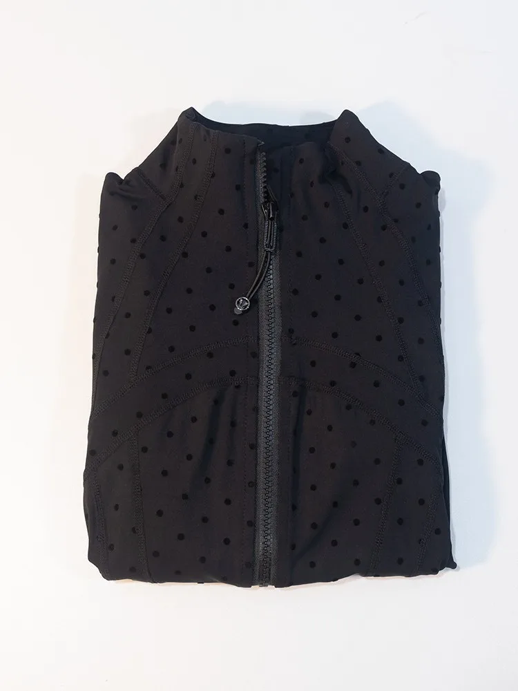 Women's Polka Dot Stand Collar Fitness Jacket 5