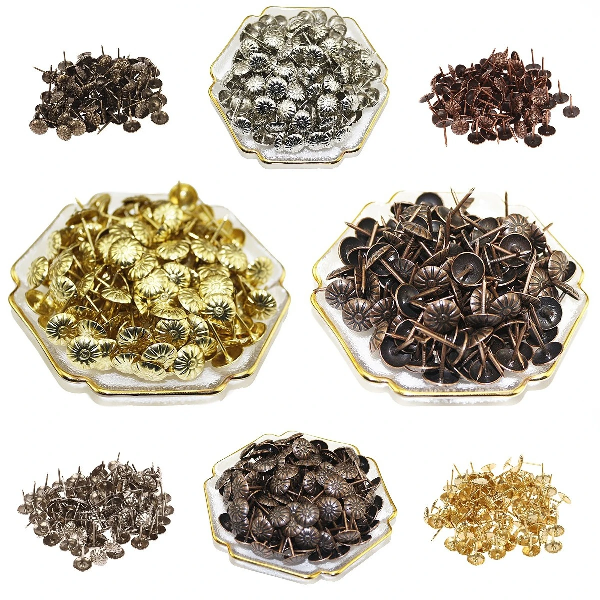 

100PCS 11*16mm Antique Bronze Decorative Nails Tacks Applied Jewelry Gift Box Table Pushpins Furniture Hardware Woodwork