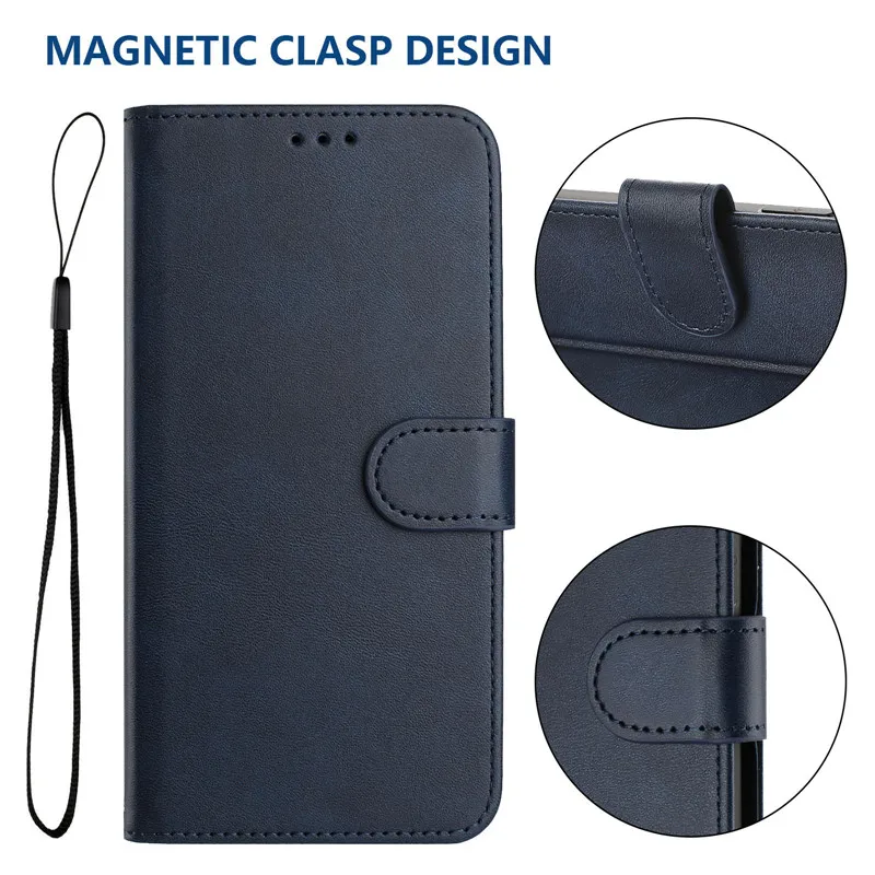 Premium Flip Leather Wallet Case with RFID Protection and Magnetic Stand