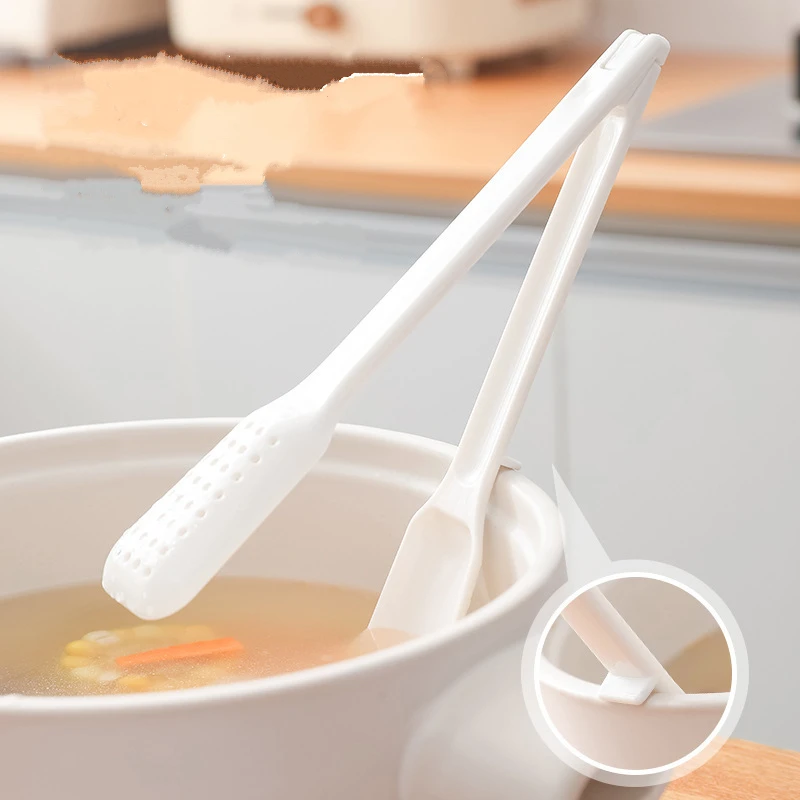 Two-in-One Kitchen Barbecue Food Tongs Steak Bread Clip Tableware Detachable Spoon Colander Home Cooking Accessories