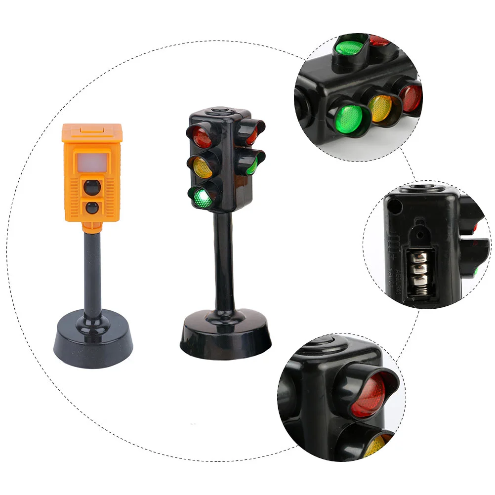 2 Pcs Traffic Light Simulator Model Toys Flashing Signal Lamp Plastic Led Signals Mini Road Signs Children Learning Aids