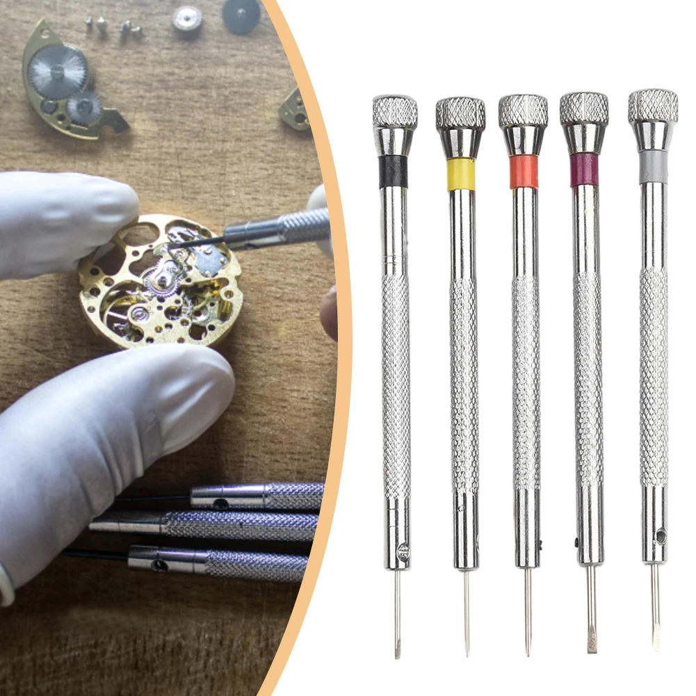 5pcs 0.8/1.0/1.2/1.4/1,6mm Präzisions schlitz schrauben dreher Brillen Uhr Schmuck Uhrmacher Reparatur werkzeuge Set Zubehör – Detail 7