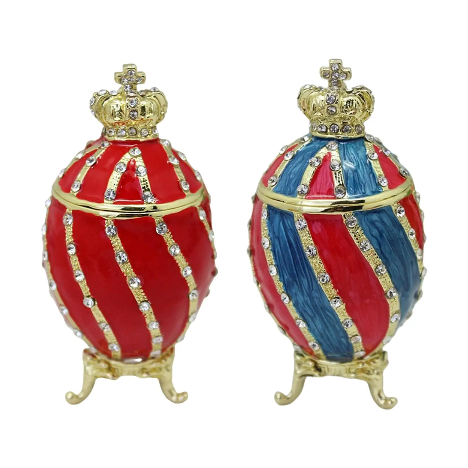 Enamel Hinged Jewelry Box Collectible Figurine Ring Holder Faberge Egg Trinket Box for Women Christmas Pendants Wedding Birthday