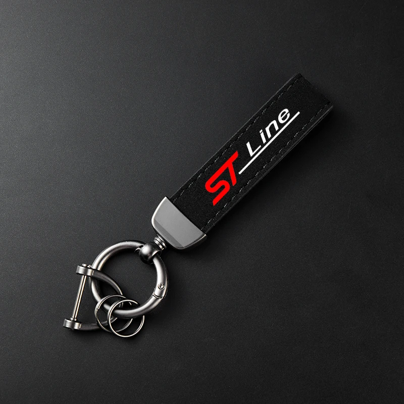 High-Grade Leather Suede Keychain with Horseshoe Buckle - Sporty Car Key Ring