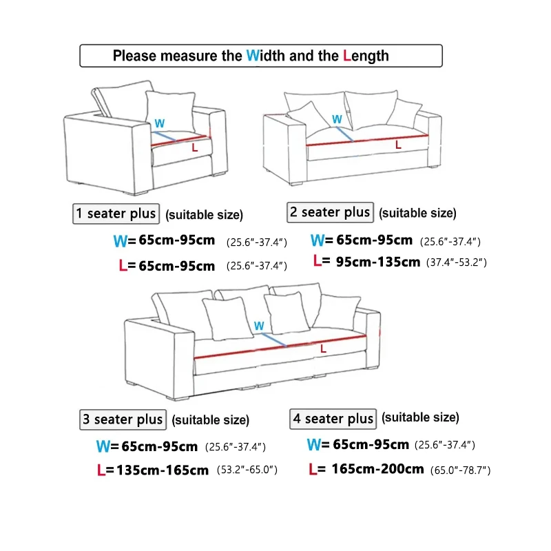 Printed Sofa Couch Cushion Covers Stretch Patterned Sofa Seat Slipcovers Elastic Couch Seat Covers Washable Furniture Protectors 3