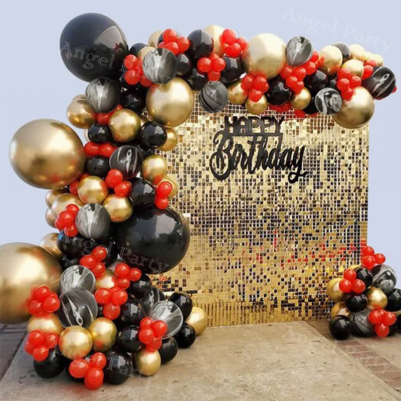 

Gold Black Red White Balloon Wedding Garland 16 18 30th Birthday Girl Boy Party Decoration Kit Bride To Be Oh Baby Shower Globos