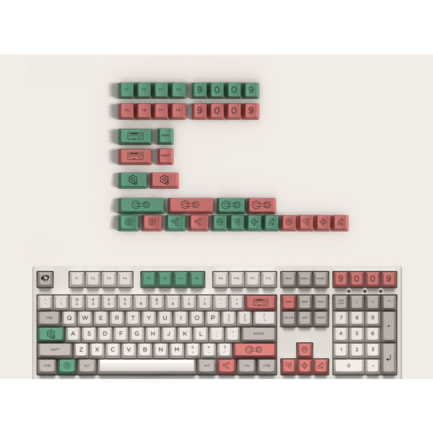 

Vintage 9009 Keycap PBT OEM 116 Keys in Gray Heat-sublimation for 60/80/87/98/104/108 Mechanical Keyboards