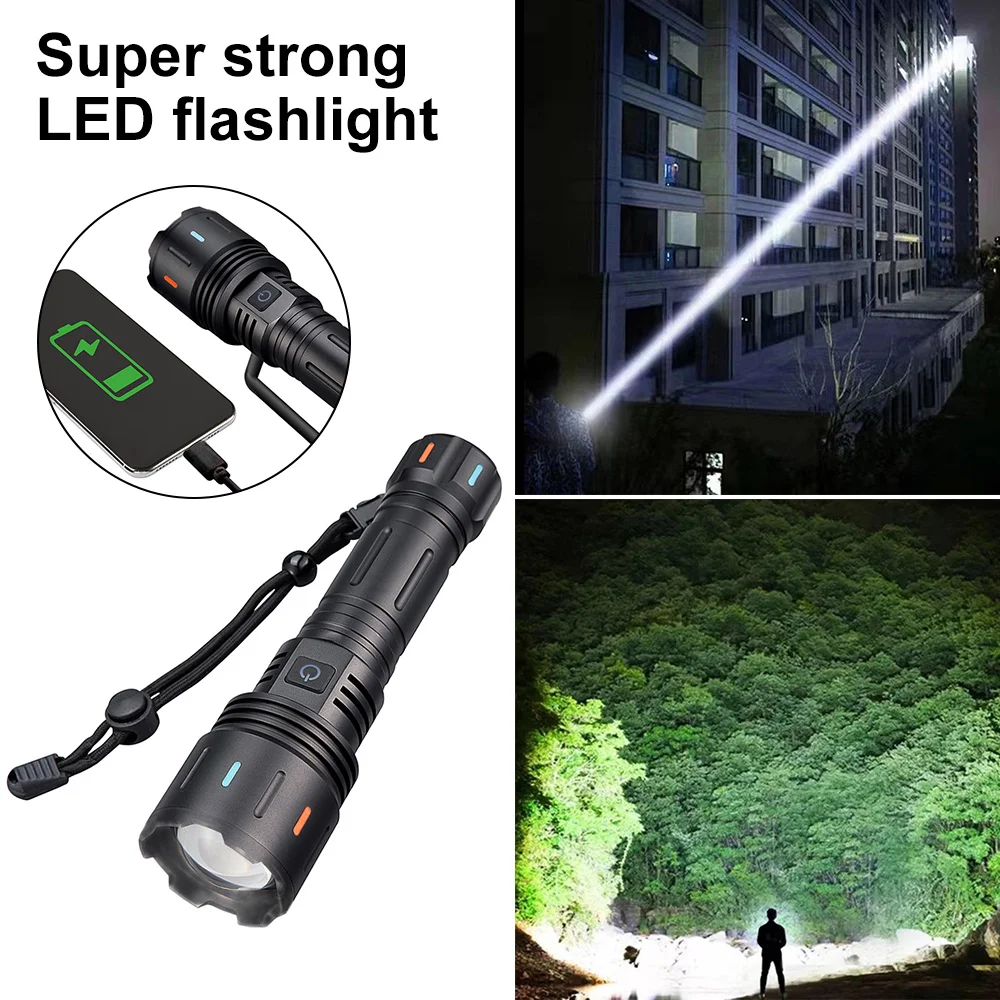 

6000LM White Laser Flashlight Rechargeable Camping Lamp Zoomable Torch Tactical Flashlight Waterproof Emergency Lamp Work Light