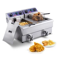 VEVOR Electric Deep Fryer w/Dual Removable Tanks 24L 3000W Commercial Countertop Fryer for Chicken French Fries Frying Chips 1