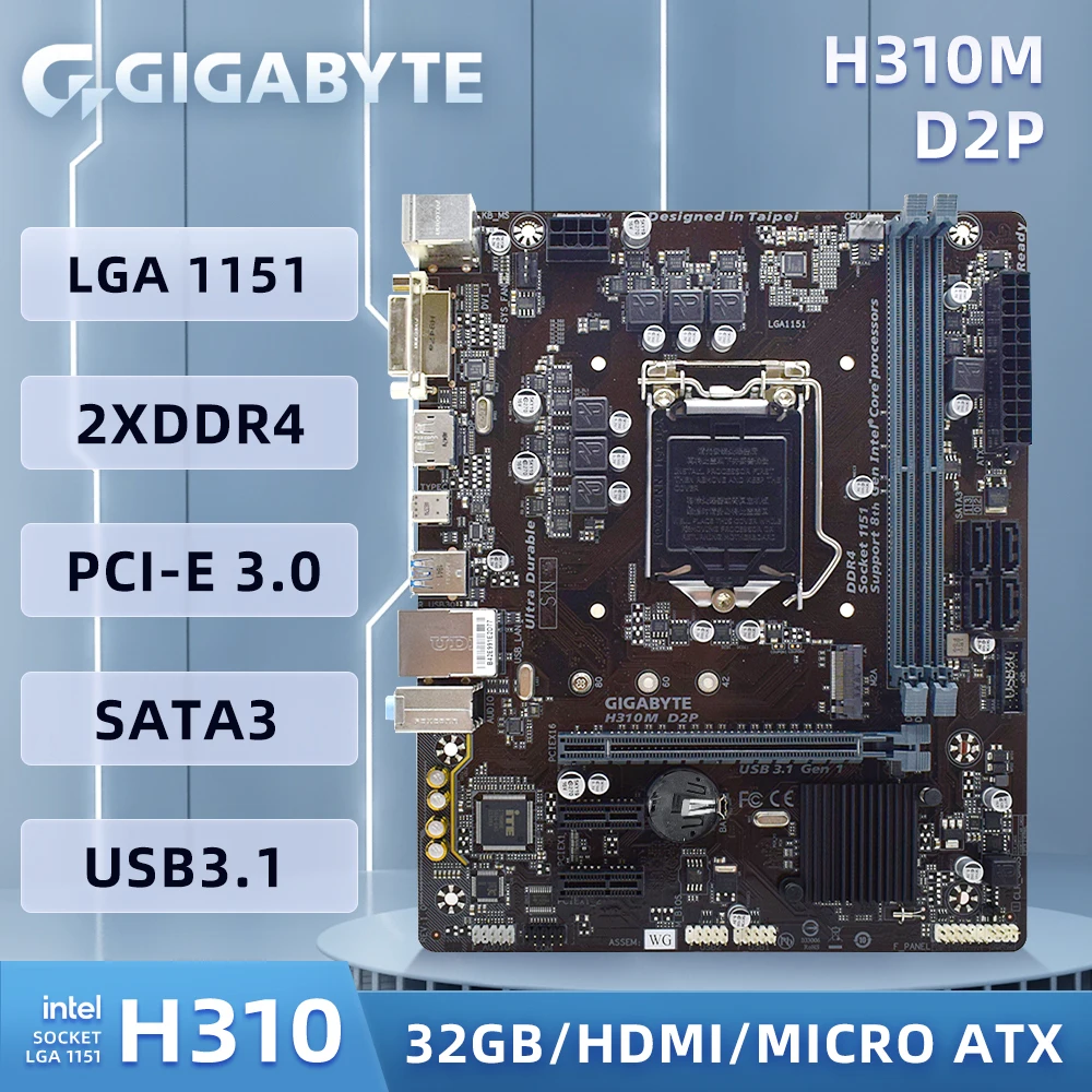 Gigabyte H310M D2P Scheda Madre Intel H310 Chipset Lga 1151 Supporto Per Scheda Madre I9 9900 I7 9700 I7 8700 I5 9500 I5 8600 H310M