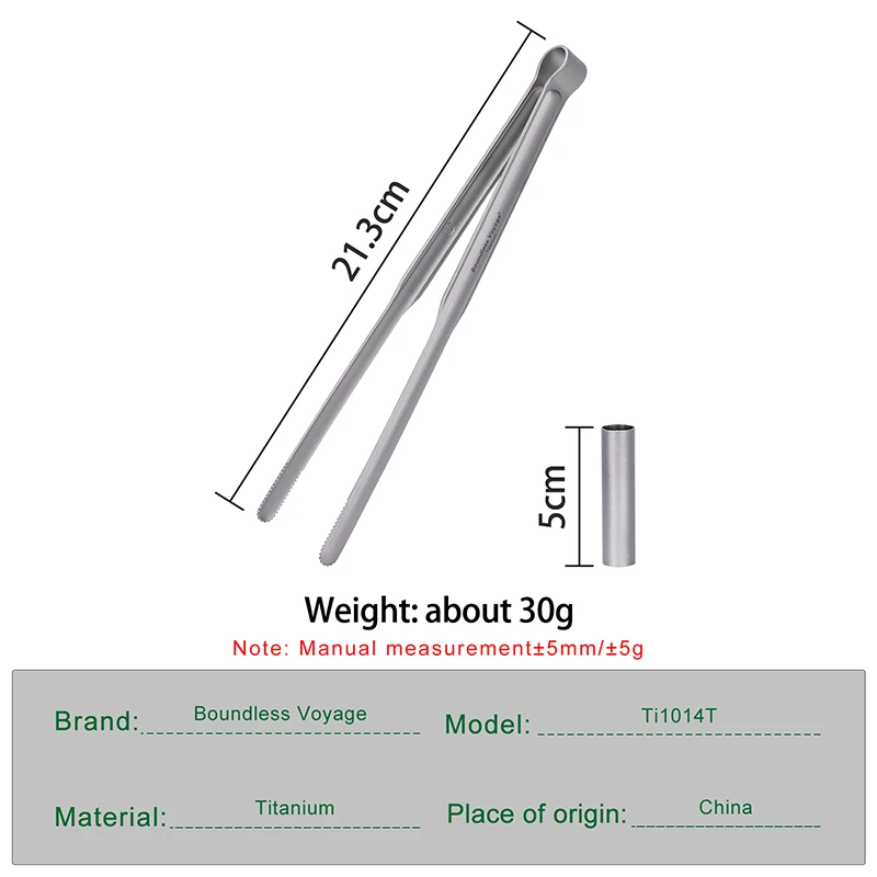 Boundless Voyage Titanium BBQ Tongs Ultralight Food Clip Heat-Resistant & Rustproof Titanium Grilling Tongs Ti1014T Image 2