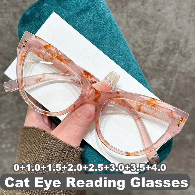 Damenmode Übergroße Lesebrille Unisex Luxusdesign Presbyopie Plus Dioptrien Retro Mode Weitsichtbrille 0+4,0