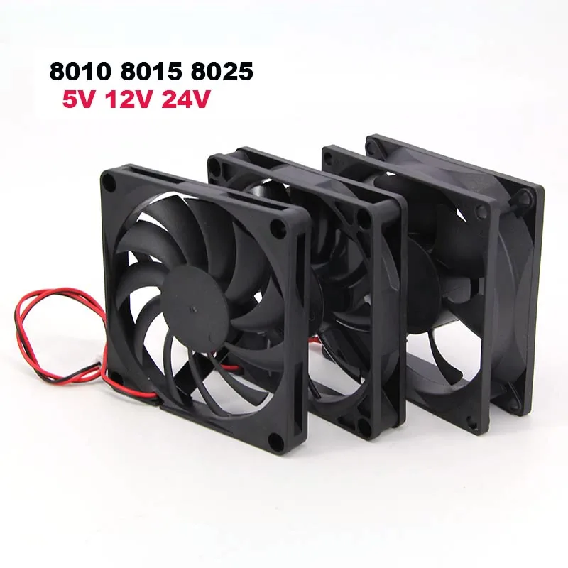 8cm 8010 8015 8025 DC 5V 12v 24V xh 2.54 2pin Brushless Cooling Fan 80mmx25mm Heatsink Radiator 80*80*15 For PC Case GPU W28