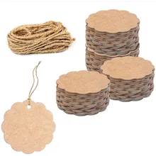

50pcs Kraft Paper Gift Tags with String Blank Paper Card for Wedding Party Holiday Gifts Wrapping Handicrafts Hang Price Tags