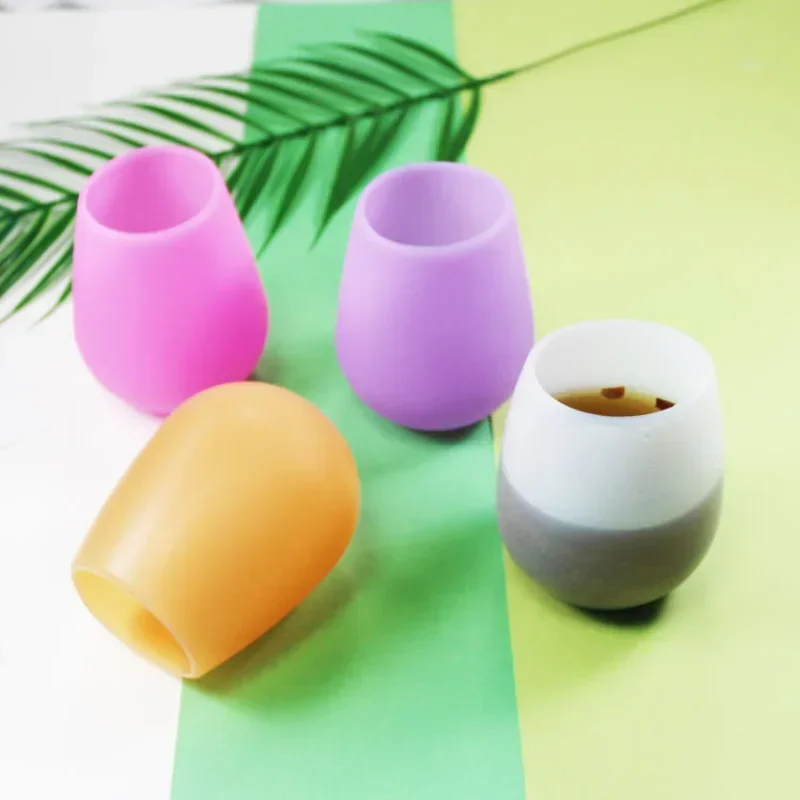 Food Grade Silicone Wine Cup Foldable Shatterproof Cup Party Camping Picnic Candy Color Soft Water Cups
