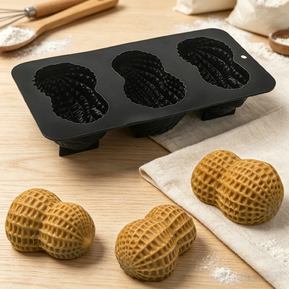 Erdnuss-Design 3 oder 4-Zellen Lebensmittelechte Silikon-Backform Silikon-Schokoladenform Französische Mousse-Kuchenform Küchen-Dessert-Werkzeuge – Detail 10