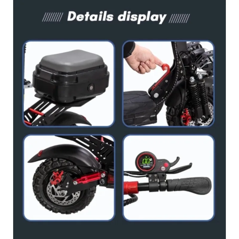 접이식 전동 스쿠터 (성인용, 시트 포함, 주행거리 30마일, 이중 충격 흡수 장치, 바구니 포함)