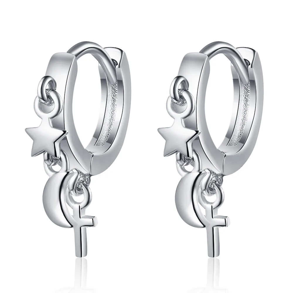 

KOFSAC New Exquisite Zircon C No Pierced Cartilage Ear Clip Lady Jewelry 925 Sterling Silver Earrings For Women Party Daily Wear