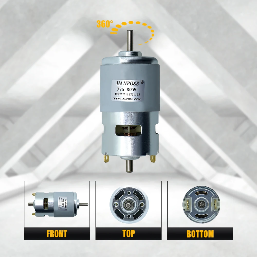 Brushed DC Motor 775/795/895 80-360W Double Ball Bearing 4000-12000RPM DC12-24 Universal 0.2-0.98N.m | brushed motor