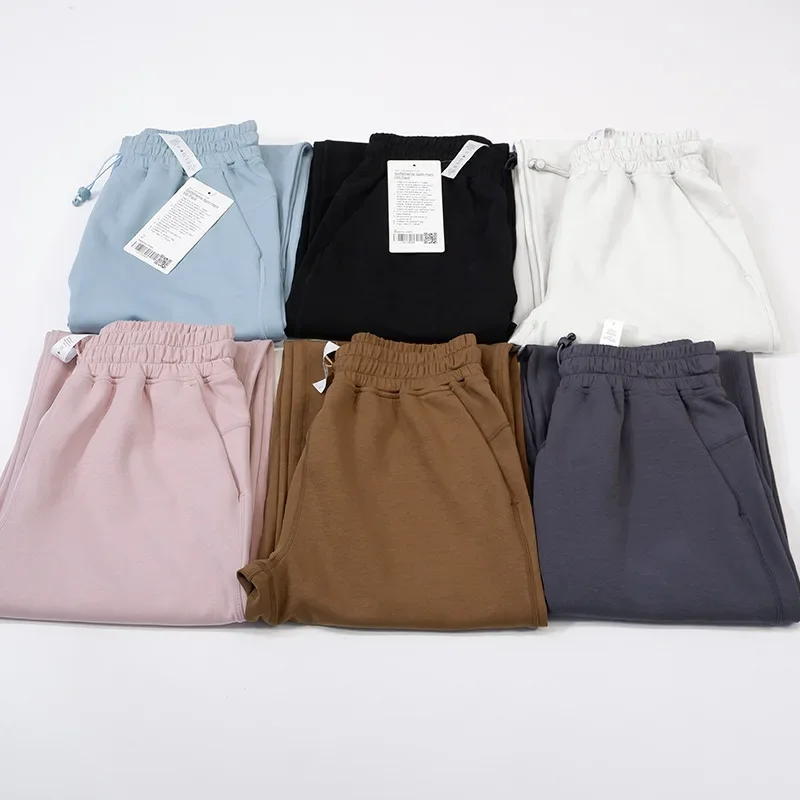 

Texture Straight Trousers Casual Lul 2023 Yoga Flare Pants Women Loose Jogging Soft Pants with Pocket Running Sports Wear