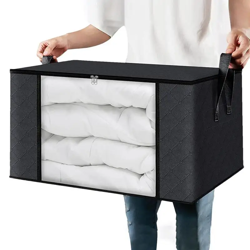 

Folding Bedding Organizer Cloth Storage Bins 84L Large Storage Bags Foldable Organizer Storage Boxes For Bedding Comforters
