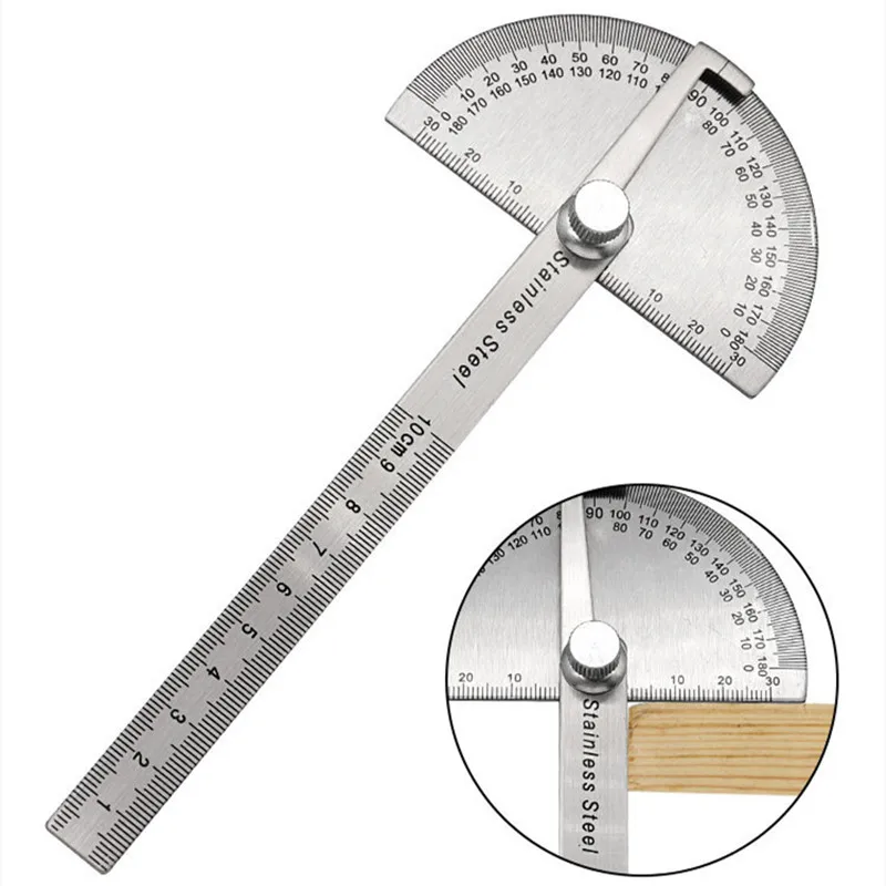 180 Degree Protractor Metal Angle Finder Angle Ruler Woodworking Tools Measuring Ruler Angle Meter Stainless Steel Goniometer 3