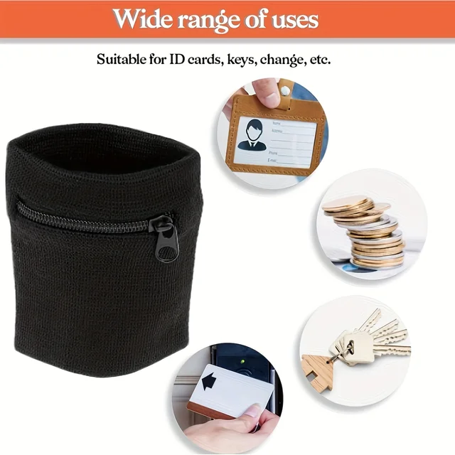 Sports Wristband with Zipper Pouch Running Sports Arm Band Bag for MP3 Key Card Storage Bag Basketball Sweatbands Wristband Bags 3