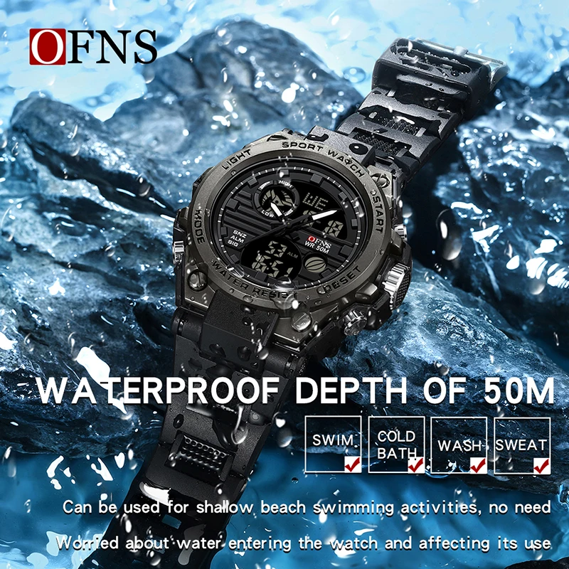 Premium Men's Digital Sports Watch - Waterproof, Shockproof, Army Style