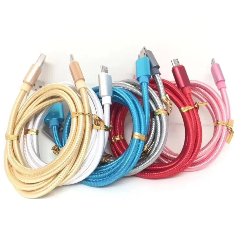 

50Pcs/lot 3FT 6FT 10FT 8Pin Stronger Braided Fabric Nylon Braided Micro Usb Type C Charger Cable Cord For Iphone Samsung Xiaomi