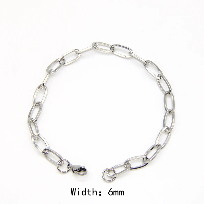 Hip Hop Simple 304 Chain Unisex Wrist Jewelry Stainless Steel Long
