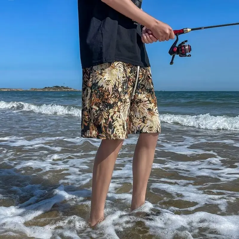 

Летние жаккардовые джинсовые шорты, повседневные свободные Капри, пляжный стиль, 3 цвета, лидер продаж 2024