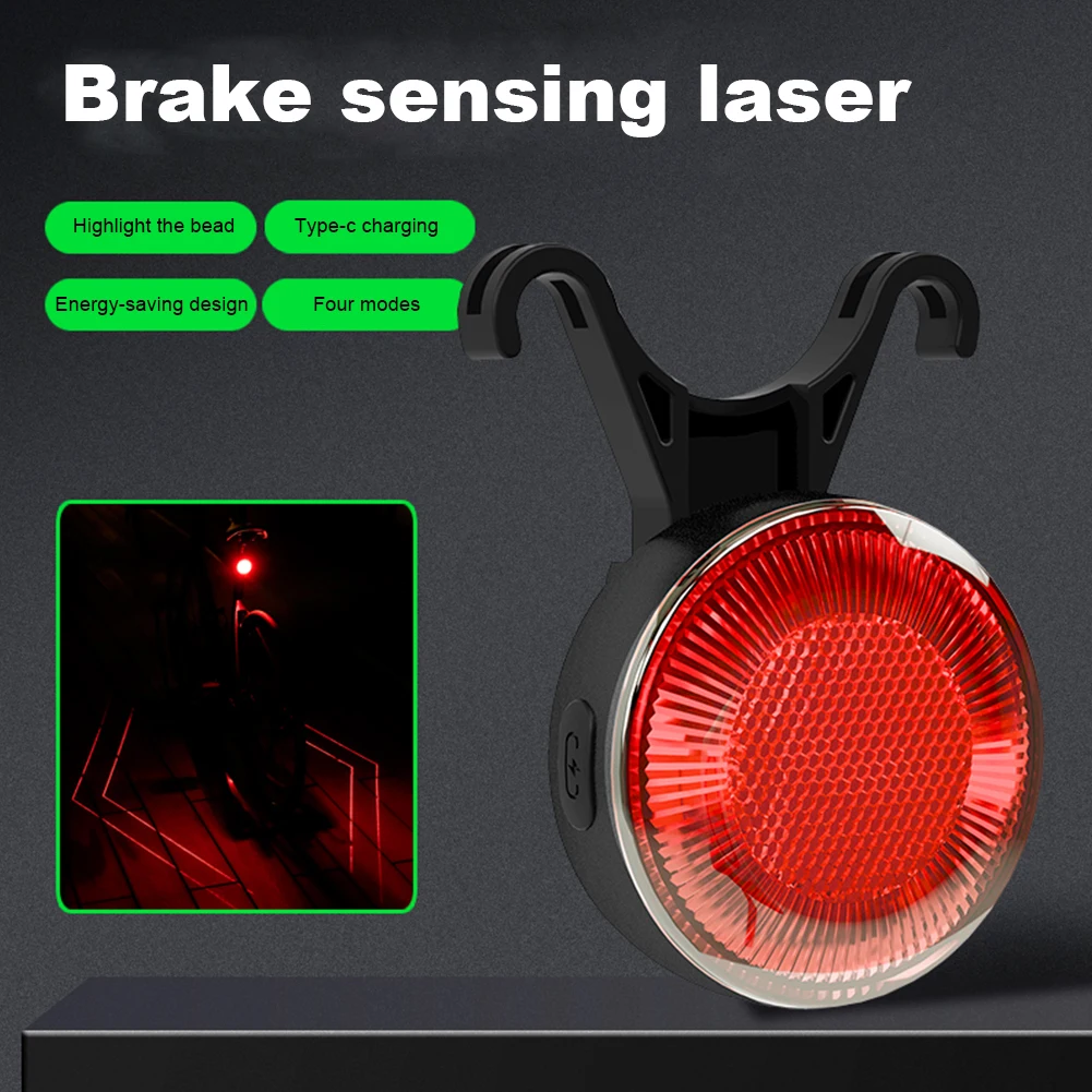 LED Bicycle Smart Brake Sensor Rear Light USB Charging Cycling Auto Brake Sensing Taillight 5 Gears for Outdoor Cycling