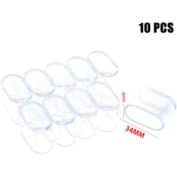 Oval Chair Leg Caps - 10 - Pack Rubber Protectors for Indoor & Outdoor Furniture (Transparent 16x34mm)