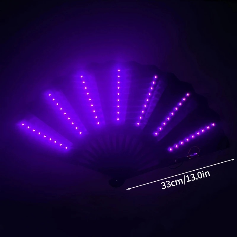 Luminous Foldable Hand Fan Bar Party LED Fan Folding Dancing Handfan Stage Performance Fans Prop Glow In The Dark Party Supplies folding fan hand fan glow led fan