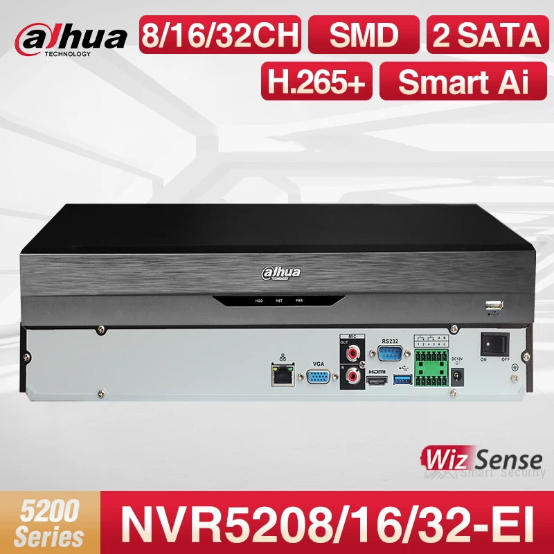 Network Video Recorder Dahua Wizsense 8/16/32 Channels NVR CCTV Security Protection System 2HDD Face Recognition ONVIF NVR5208-EI NVR5216-EI NVR5232-EI