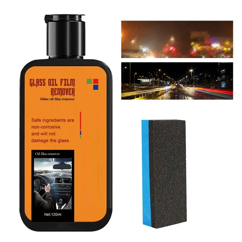 

Glass Oil Film Remover Powerful Glass Oil Film Removal Agent Water Spot Remover 120ml Automotive Car Windshield Cleaner Quickly