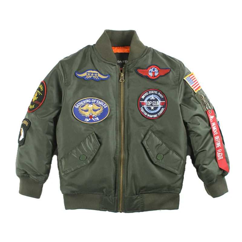 Chaqueta Bomber acolchada de Piloto Militar para niños y niñas, ropa de parches, de satén, estilo universitario, 2022| | AliExpress