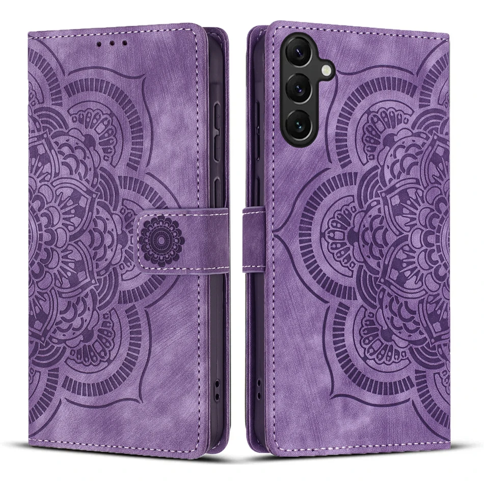 Elegant 3D Flower Leather Phone Wallet Case Cover