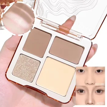 XIAOYUMI The four-color highlighter contour palette is matte and long-lasting, brightening three-dimensional contours