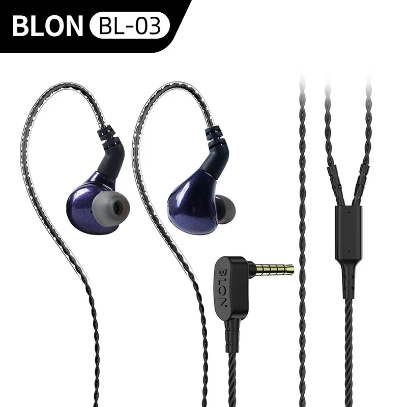 BLON BL-03 BL03 In Ear Earphone 10mm Carbon Diaphragm Dynamic Monitor Gaming Wired Headset 2PIN Cable BL-05BL-03