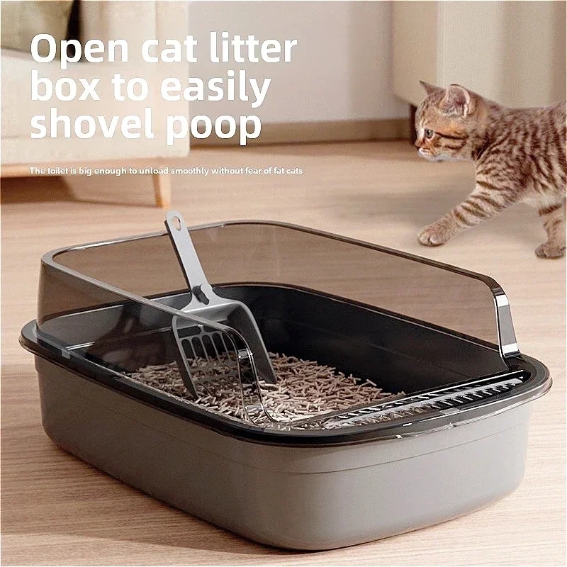 & The most popular and convenient Cat Litter Box with Cat Litter Semi-enclosed Sandbox  with Litter Scoop Cleaning Cat Supplies