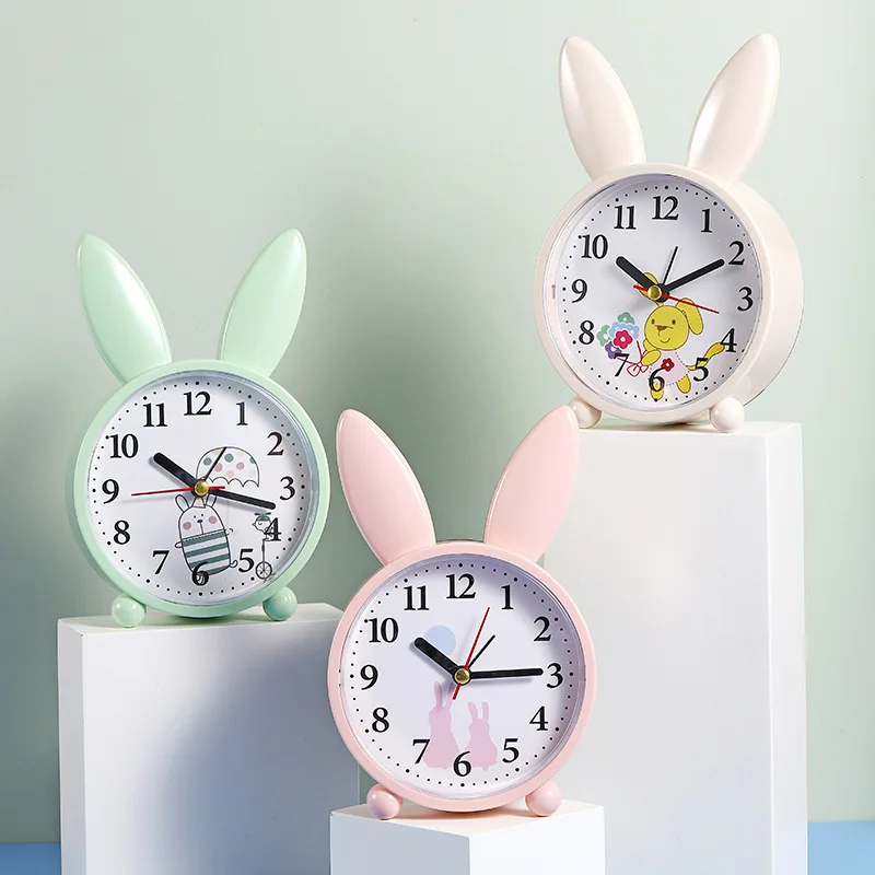 CartoonRabbitAlarmClockBedroomBedsideDecorationSimpleMuteSmall
